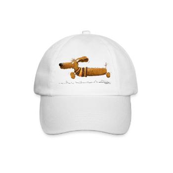 Rennender Dackel I Dachshund I Teckel I Hund - Baseballkappe - Weiß/Weiß - Vorne