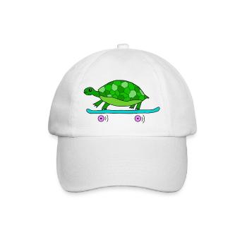 Turtle rides skateboard - Baseball Cap - white/white - Front