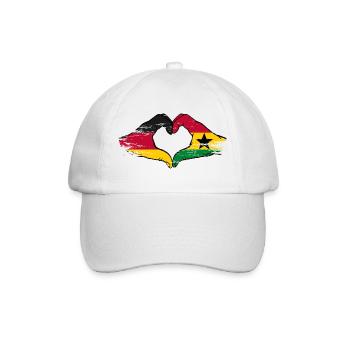 Deutschland Ghana Flagge Hände Herzform used - Baseballkappe - Weiß/Weiß - Vorne