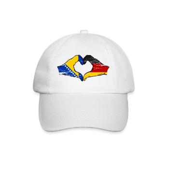 Bosnien Deutschland Flagge Hände Herzform used - Baseballkappe - Weiß/Weiß - Vorne