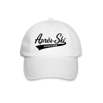 Après-Ski – Supervisor (Schriftzug Apres Ski / B) - Baseballkappe - Weiß/Weiß - Vorne