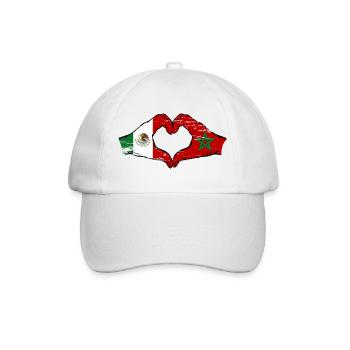 Mexique Maroc Drapeau Mains Coeur Forme Utilisé - Casquette classique - blanc/blanc - Devant