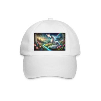 Ein mystisches Einhorn mit leuchtendem Horn - Baseballkappe - Weiß/Weiß - Vorne