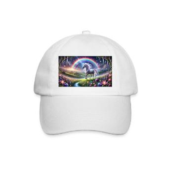 Das Einhorn im Weltraum - Unicorn in Space - Baseballkappe - Weiß/Weiß - Vorne