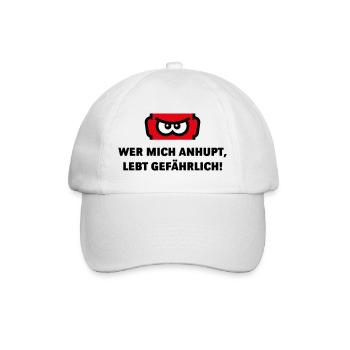 Wer Mich Anhupt, Lebt Gefährlich! (Auto / POS 3C) - Baseballkappe - Weiß/Weiß - Vorne
