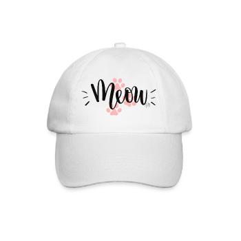 "Meow"-Katzenpfoten-Design - Baseballkappe - Weiß/Weiß - Vorne