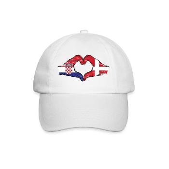 Kroatien Dänemark Flagge Hände Herzform used - Baseballkappe - Weiß/Weiß - Vorne