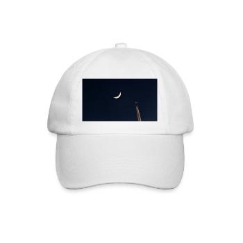 Der Mond und das Flugzeug - Baseballkappe - Weiß/Weiß - Vorne
