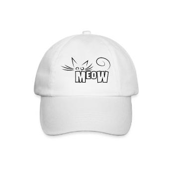 Meow! - Elegant Cat Outline - Baseball Cap - white/white - Front