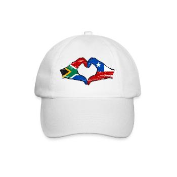 South Africa Chile flag hands heart shape used - Baseball Cap - white/white - Front