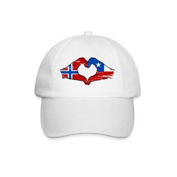 Norway Chile flag hands heart shape used - Baseball Cap - white/white - Front