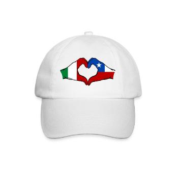 Italien Chile Flagge Hände Herzform - Baseballkappe - Weiß/Weiß - Vorne