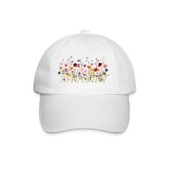 Wildflower Meadow – Natural Watercolor Blooms - Baseball Cap - white/white - Front
