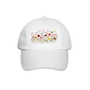 Wildflower Meadow - Natural Watercolor Blooms - Baseball Cap - white/white - Front