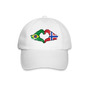 Brazil Norway Flag Hands Heart Shape Used - Baseball Cap - white/white - Front