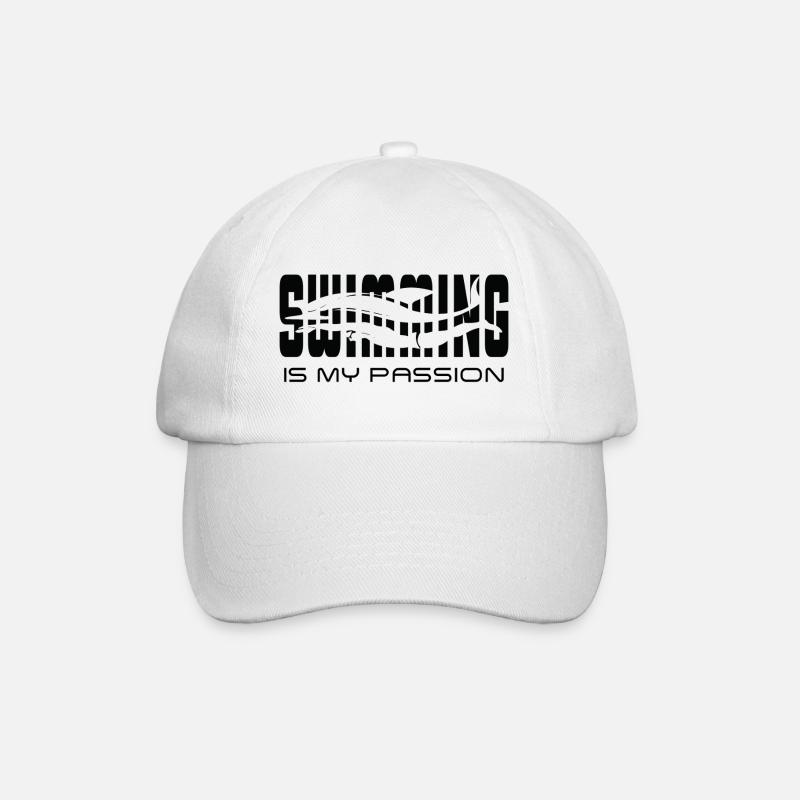 Schwimmen ist meine Leidenschaft - Baseballkappe - Weiß/Weiß