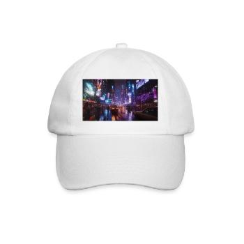 Cyberpunk Stadt2 - Baseballkappe - Weiß/Weiß - Vorne