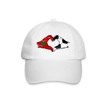 Morocco Football Flag Hands Heart Shape Used - Baseball Cap - white/white - Front