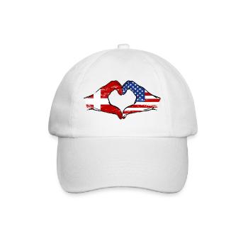 Dänemark USA Flagge Haende Herzform used - Baseballkappe - Weiß/Weiß - Vorne