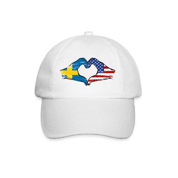 Suède USA Drapeau Mains Coeur Forme Utilisé - Casquette classique - blanc/blanc - Devant