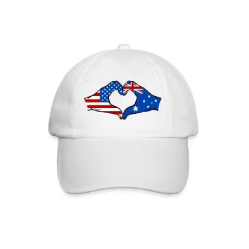 États-Unis, Australie, drapeau, main, forme de coeur - Casquette classique - blanc/blanc - Devant