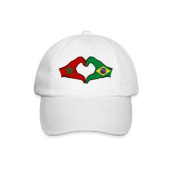 Maroc Brésil Drapeau Mains Coeur Forme - Casquette classique - blanc/blanc - Devant