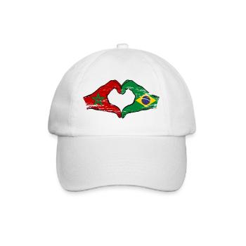 Morocco Brazil Flag Hands Heart Shape Used - Baseball Cap - white/white - Front