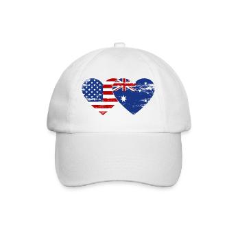États-Unis, Australie, drapeau, forme de coeur utilisé - Casquette classique - blanc/blanc - Devant