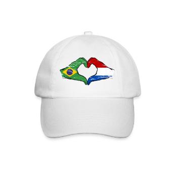 Brésil Hollande drapeau main coeur utilisé - Casquette classique - blanc/blanc - Devant