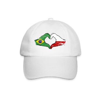 Brasilien Polen Flagge Haende Herzform used - Baseballkappe - Weiß/Weiß - Vorne