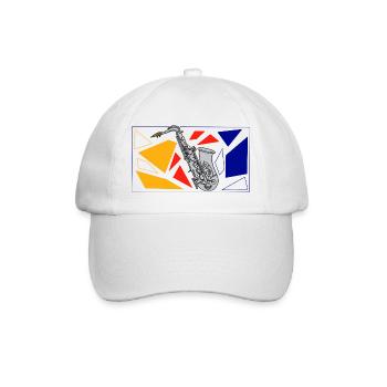 Silber Saxophon Pop Art - Baseballkappe - Weiß/Weiß - Vorne