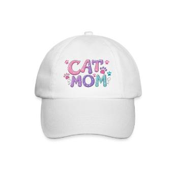 Cat Mom - Baseballkappe - Weiß/Weiß - Vorne