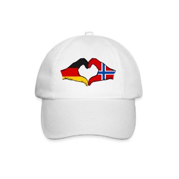Germany Norway Flag Hands Heart Shape - Baseball Cap - white/white - Front