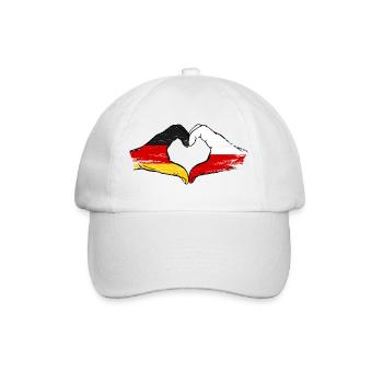Deutschland Polen Flagge Hände Herzform used - Baseballkappe - Weiß/Weiß - Vorne