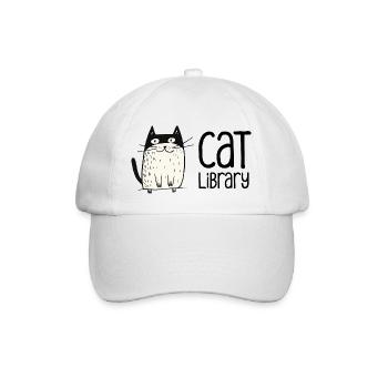 Cat Library – Book Lover & Cat Person Design - Baseball Cap - white/white - Front