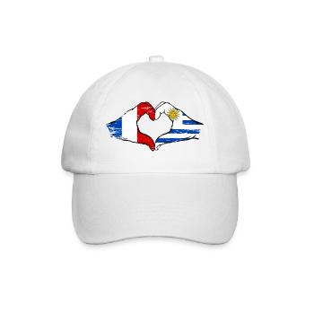 France Uruguay Drapeau Mains Coeur Utilisé - Casquette classique - blanc/blanc - Devant