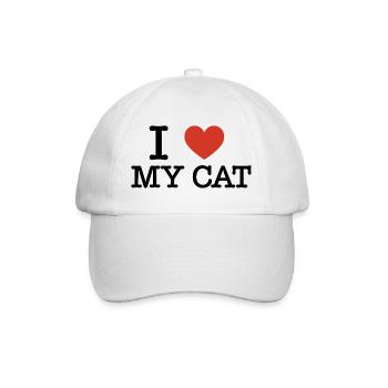 Ich liebe meine Katze. Lustiges Katzenbesitzer-Zitat - Baseballkappe - Weiß/Weiß - Vorne