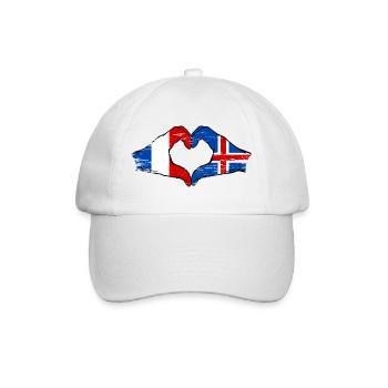 Drapeau de la France et de l'Islande, mains en forme de cœur utilisées - Casquette classique - blanc/blanc - Devant