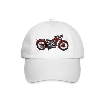Vintage Motorrad Illustration - Baseballkappe - Weiß/Weiß - Vorne
