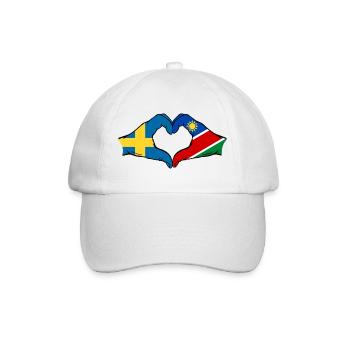Schweden_Namibia_Flagge_Haende_Herzform - Baseballkappe - Weiß/Weiß - Vorne