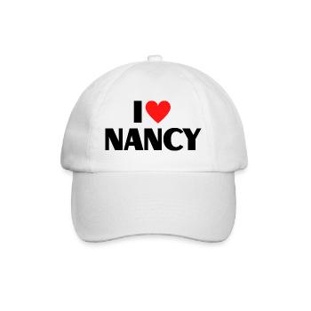 I love Nancy Rotes Herz Liebe Fan Geschenk - Baseballkappe - Weiß/Weiß - Vorne