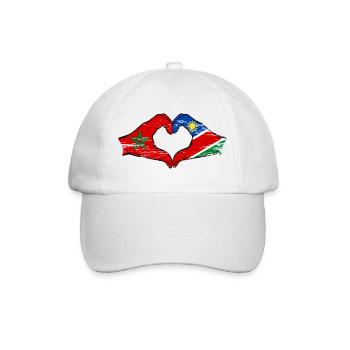 Morocco Namibia Flag Hands Heart Shape - Baseball Cap - white/white - Front