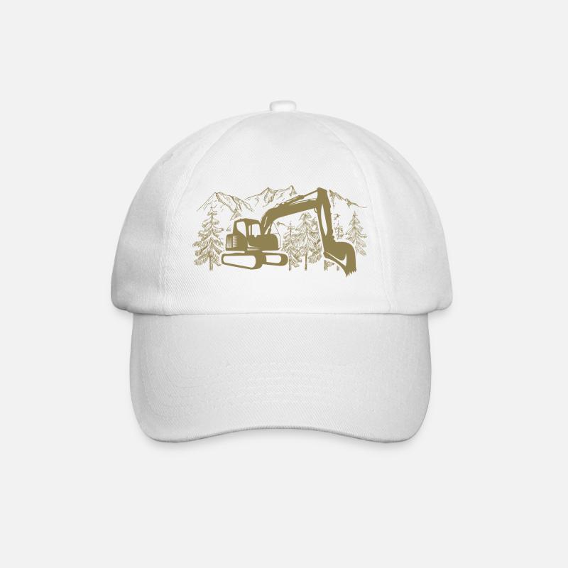 Bagger Silhouette Baugeräteführer Arbeit - Baseballkappe - Weiß/Weiß