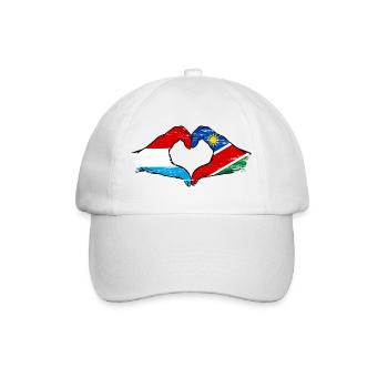 Luxemburg Namibia Flagge Hände Herzform used - Baseballkappe - Weiß/Weiß - Vorne