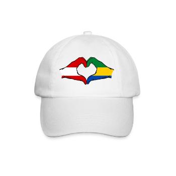 Austria Gabon Flag Hands Heart Shape Used - Baseball Cap - white/white - Front