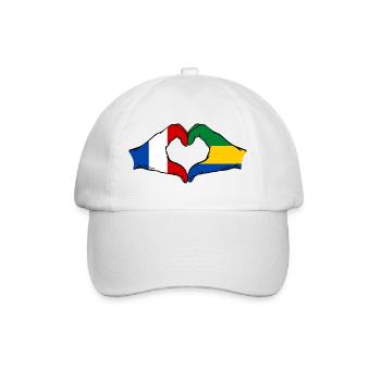 Frankreich Gabun Flagge Hände Herzform - Baseballkappe - Weiß/Weiß - Vorne