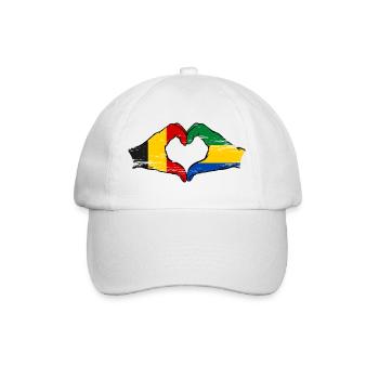 Belgium Gabon flag hands heart shape used - Baseball Cap - white/white - Front