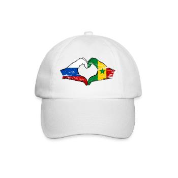 Russland Senegal Flagge Hände Herzform used - Baseballkappe - Weiß/Weiß - Vorne