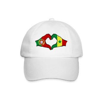 Portugal Senegal Flagge Hände Herzform - Baseballkappe - Weiß/Weiß - Vorne