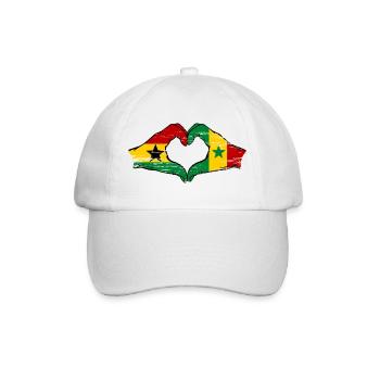 Ghana Senegal Flagge Hände Herzform used - Baseballkappe - Weiß/Weiß - Vorne